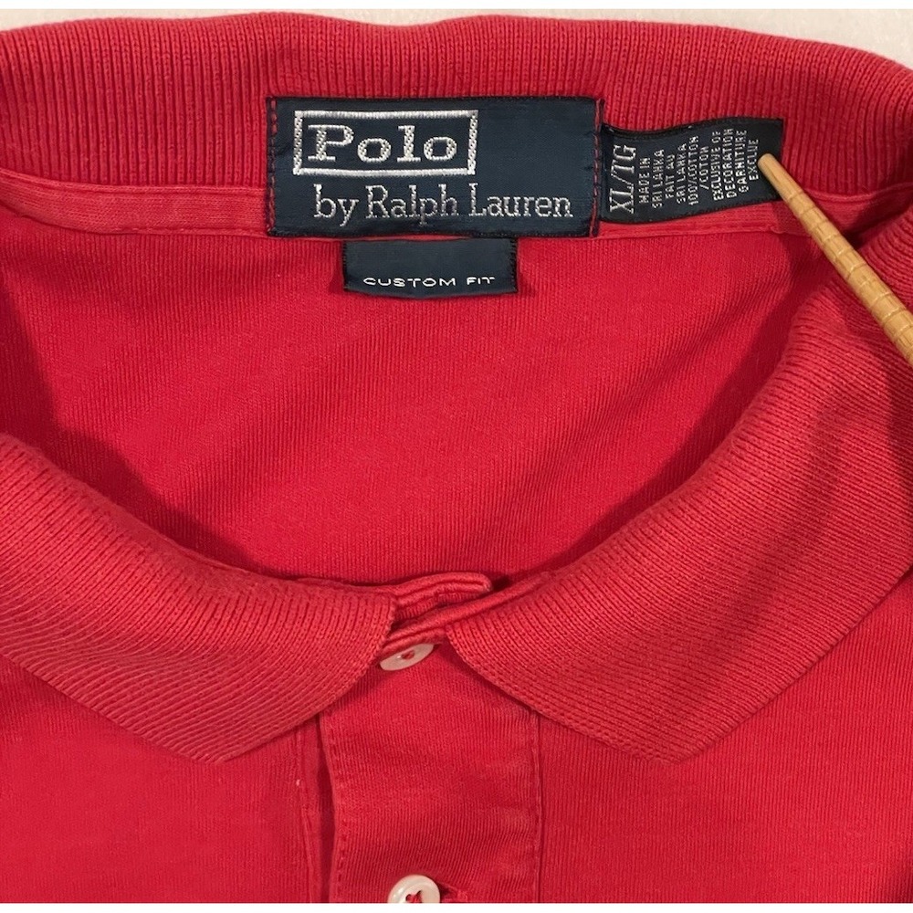 Polo Ralph Lauren Mens XL Custom Fit Red Short Sleeve Pony‎ Logo Polo Shirt - Picture 3 of 6
